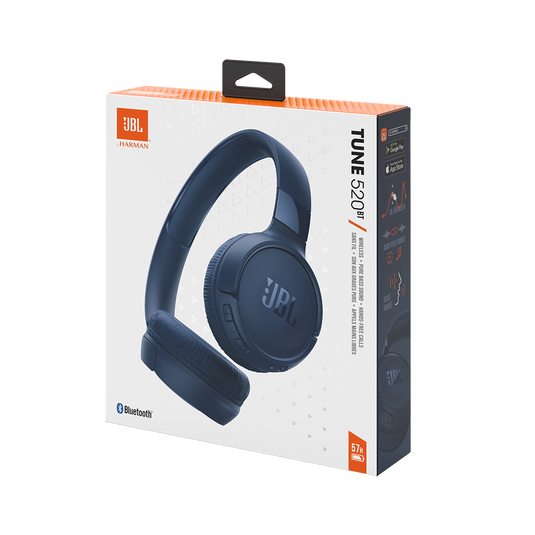 JBL Tune 520BT - Wireless On-Ear Headphones, Up to 57H Battery Life and Speed Charge, Lightweight, Comfortable and Foldable Design, Hands-Free Calls with Voice Aware - Blue