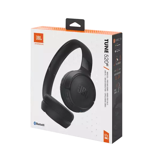 JBL Tune 520BT - Wireless On-Ear Headphones, Up to 57H Battery Life and Speed Charge, Lightweight, Comfortable and Foldable Design, Hands-Free Calls with Voice Aware - Black