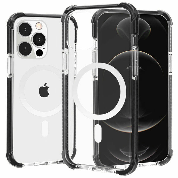 Black Magnetic Compatible TPU Bumper Ultra Clear Back Shockproof  for iPhone 16 Pro