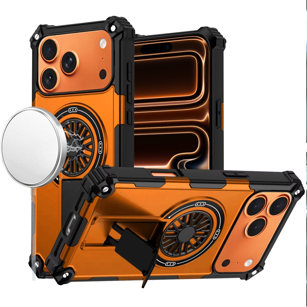 For iPhone 17 Pro Max CD Texture Design Magnetic Car Mount Friendly HQ Hybrid - Cosmic Orange