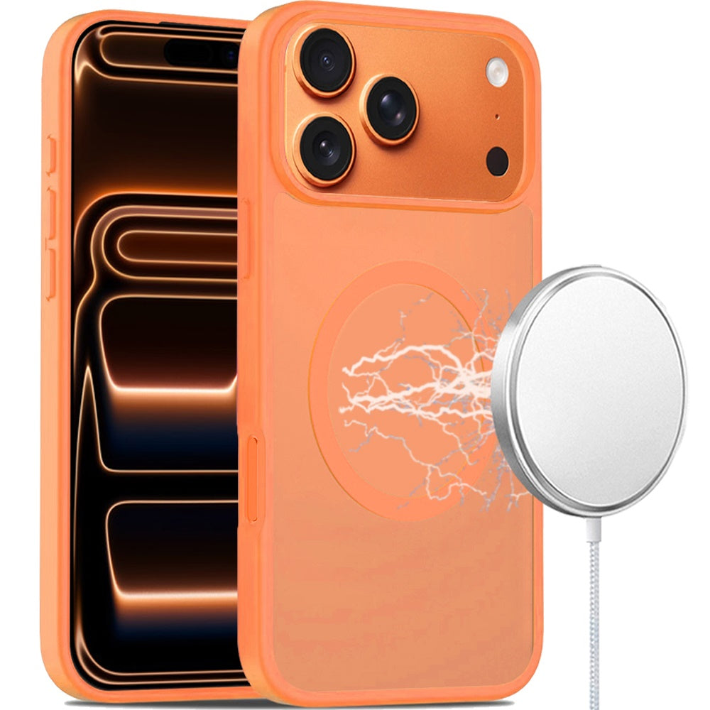 For iPhone 17 Pro [Magnetic Circle] Smooth Safe Matte Feel Hybrid Case - Cosmic Orange