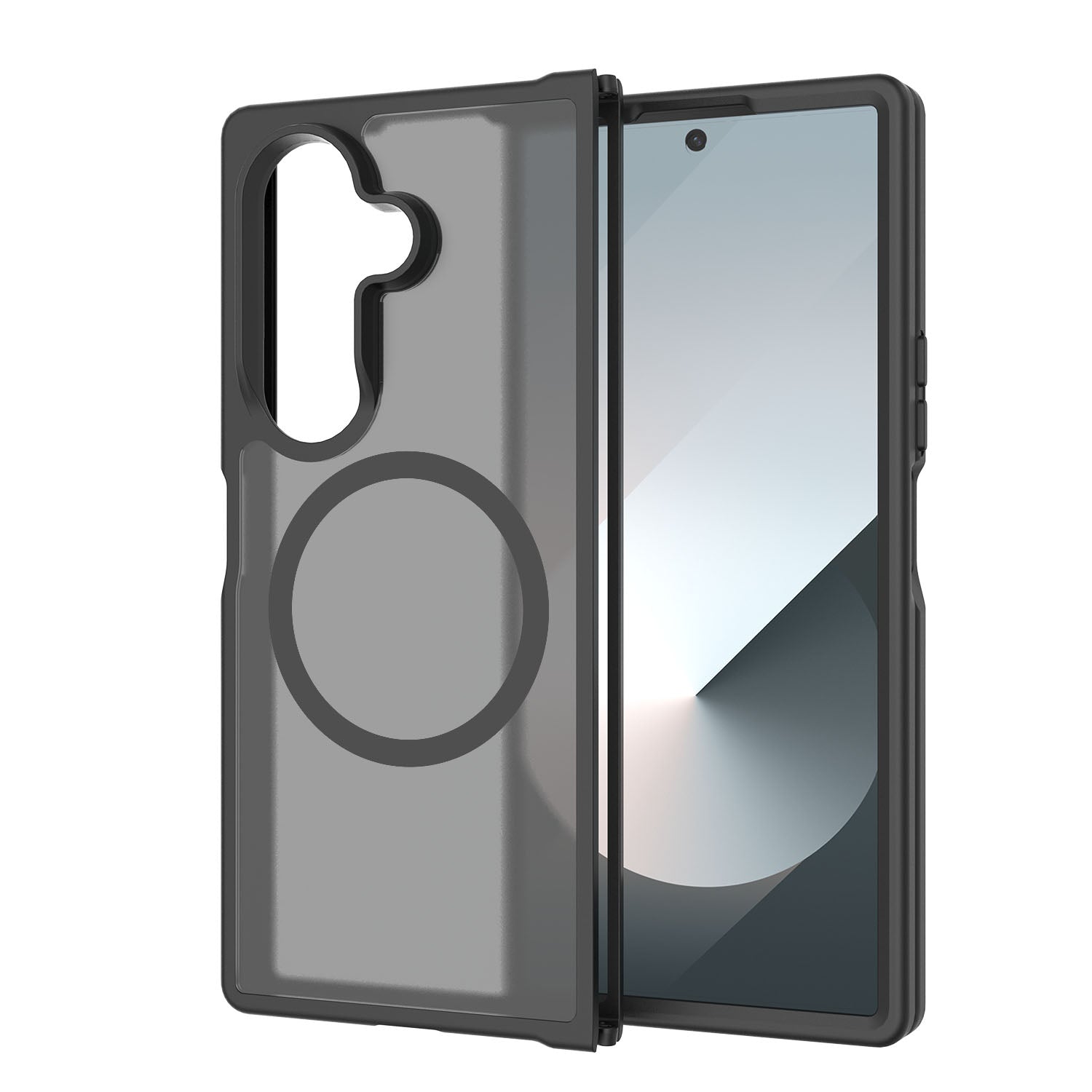 For Samsung Z Fold 7 [Magnetic Circle] Smooth Safe Matte Feel Hybrid Case - Black