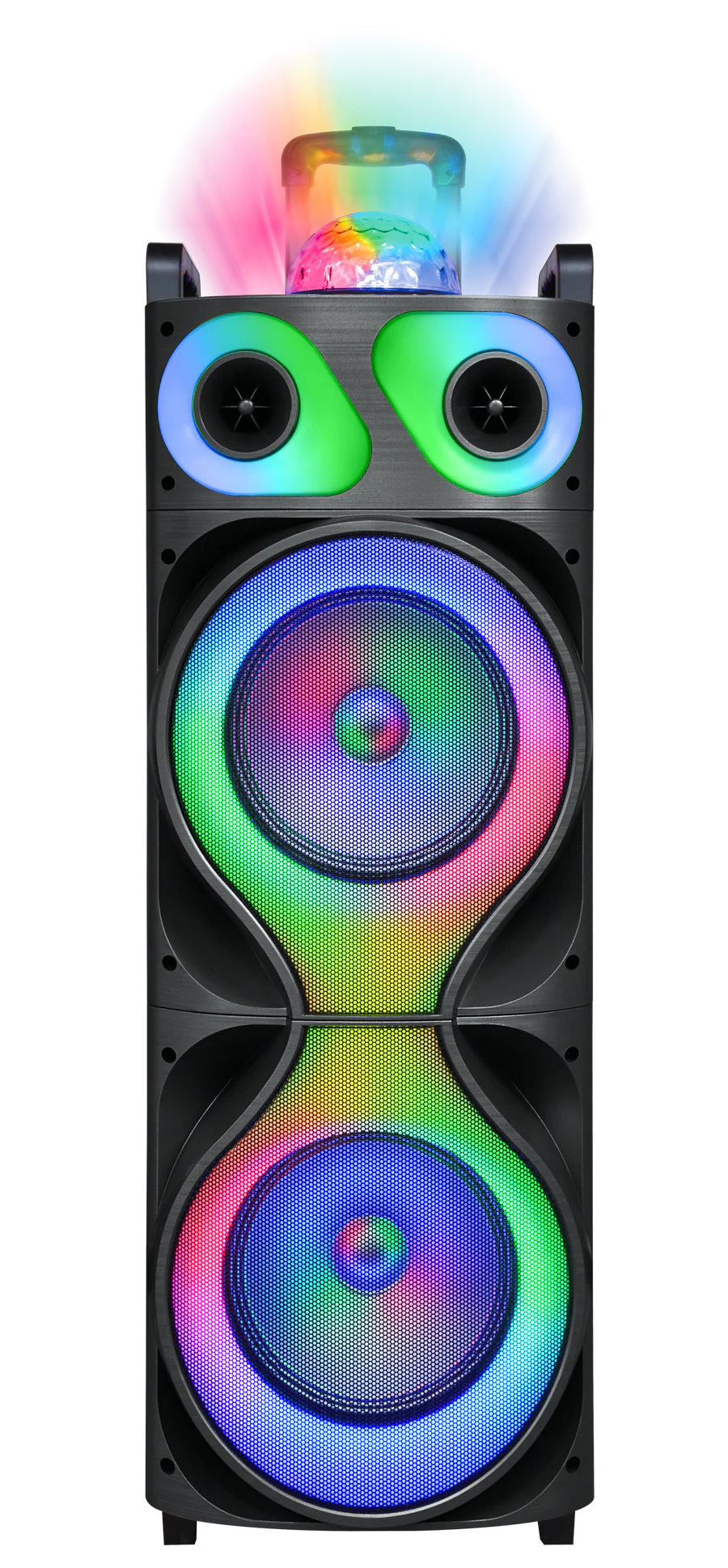 MPD10288B 10" X 2 DJ WOOFER WITH DISCO BALL RECHARGEABLE BATTERY