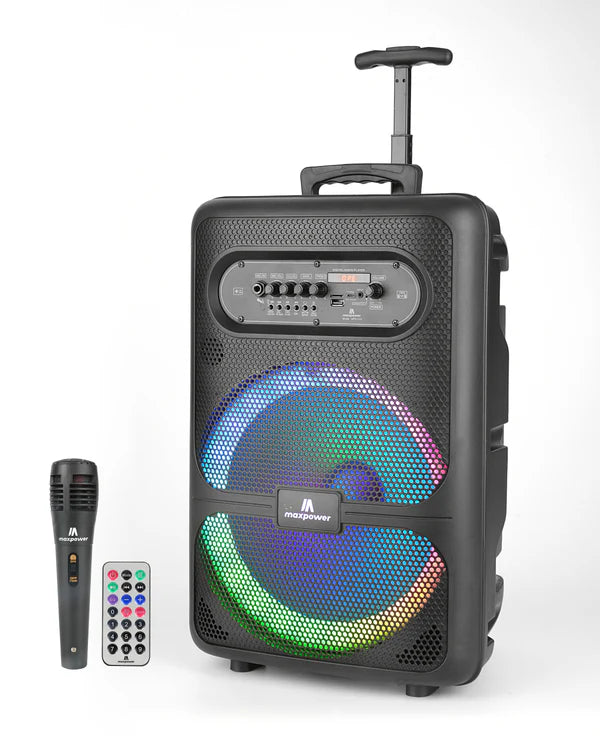 MPD1223-ROAR Portable Sound System -Bluetooth Multi LED Light Speaker Set Perfect for Indoor and Outdoor - PA Speaker System with Remote, Microphone and Speaker Stand