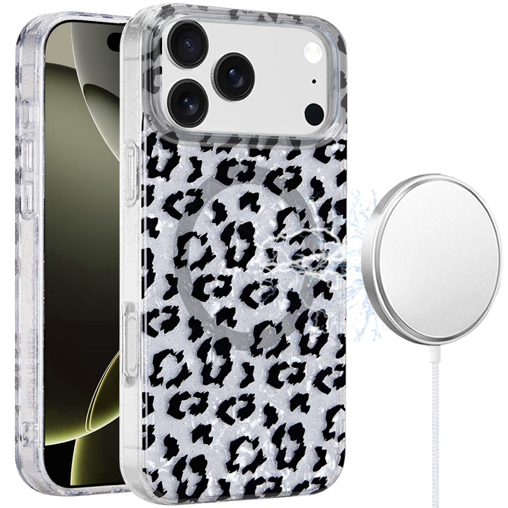 Silver Leopard Magnetic Design Case for iPhone 17 Pro Max
