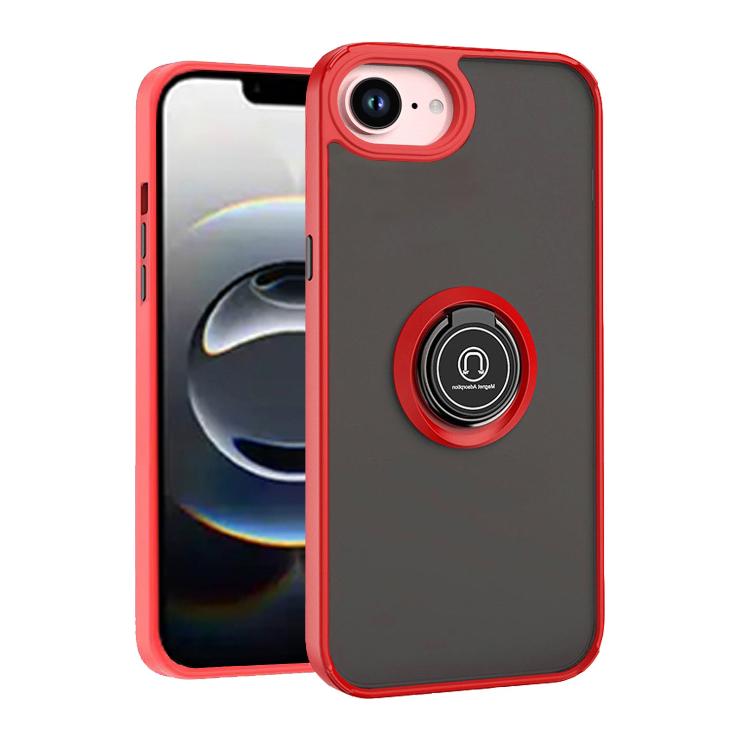 Red TPU Frame Case with Ring for iPhone 16e