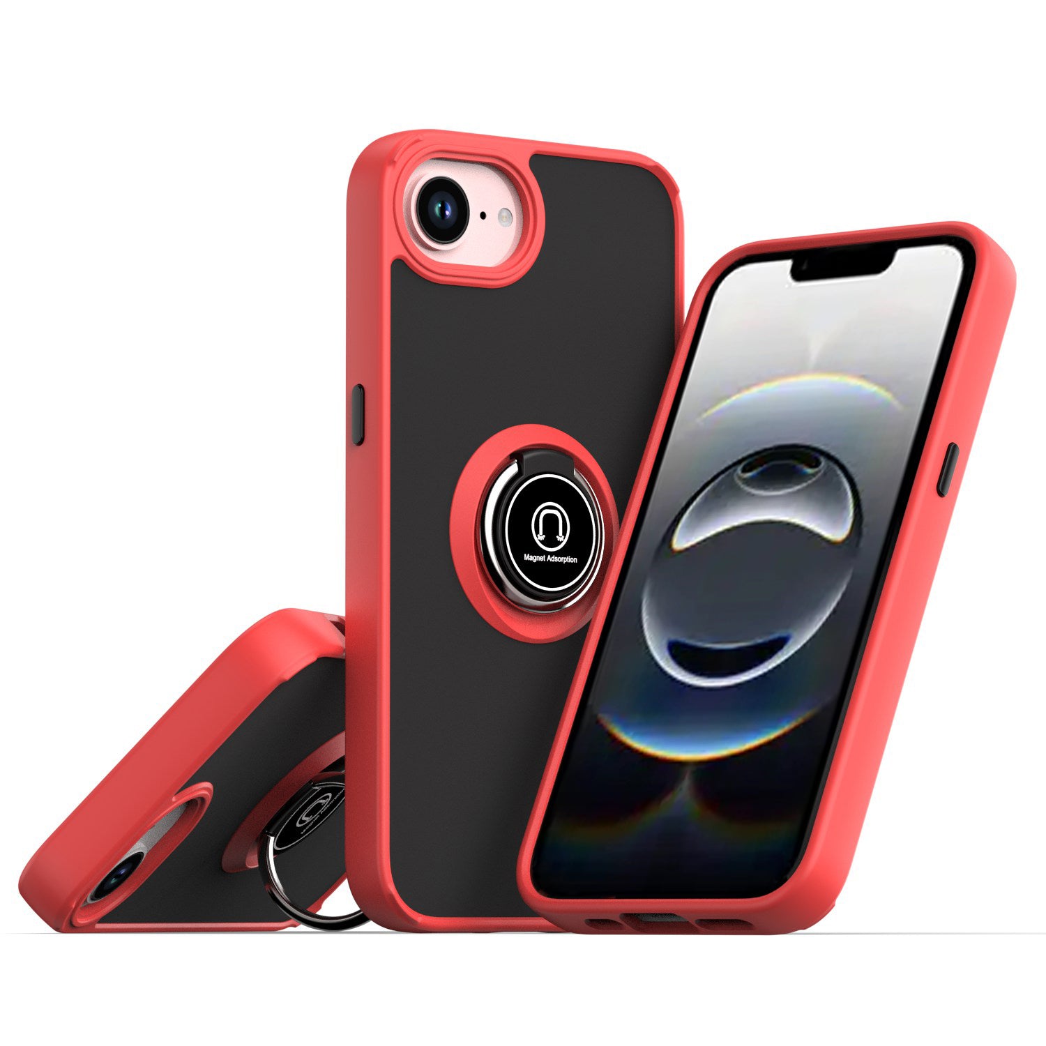 Red TPU Frame Case with Ring for iPhone 16e