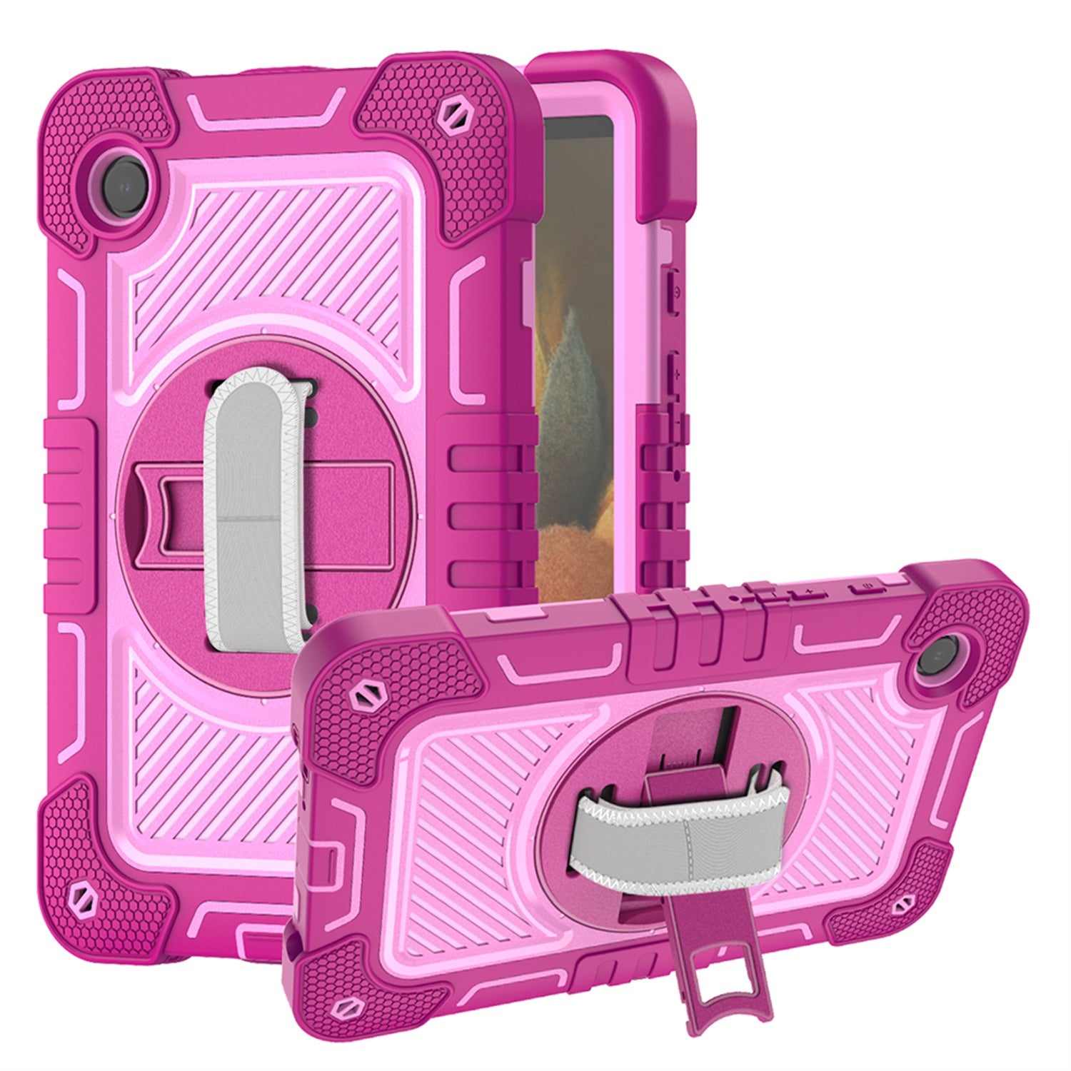 For Samsung A9 Plus 11 inch 3in1 Multi-Functional Tablet Case for Hand, Shoulder, Pencil & Stand - Rose Pink/Pink