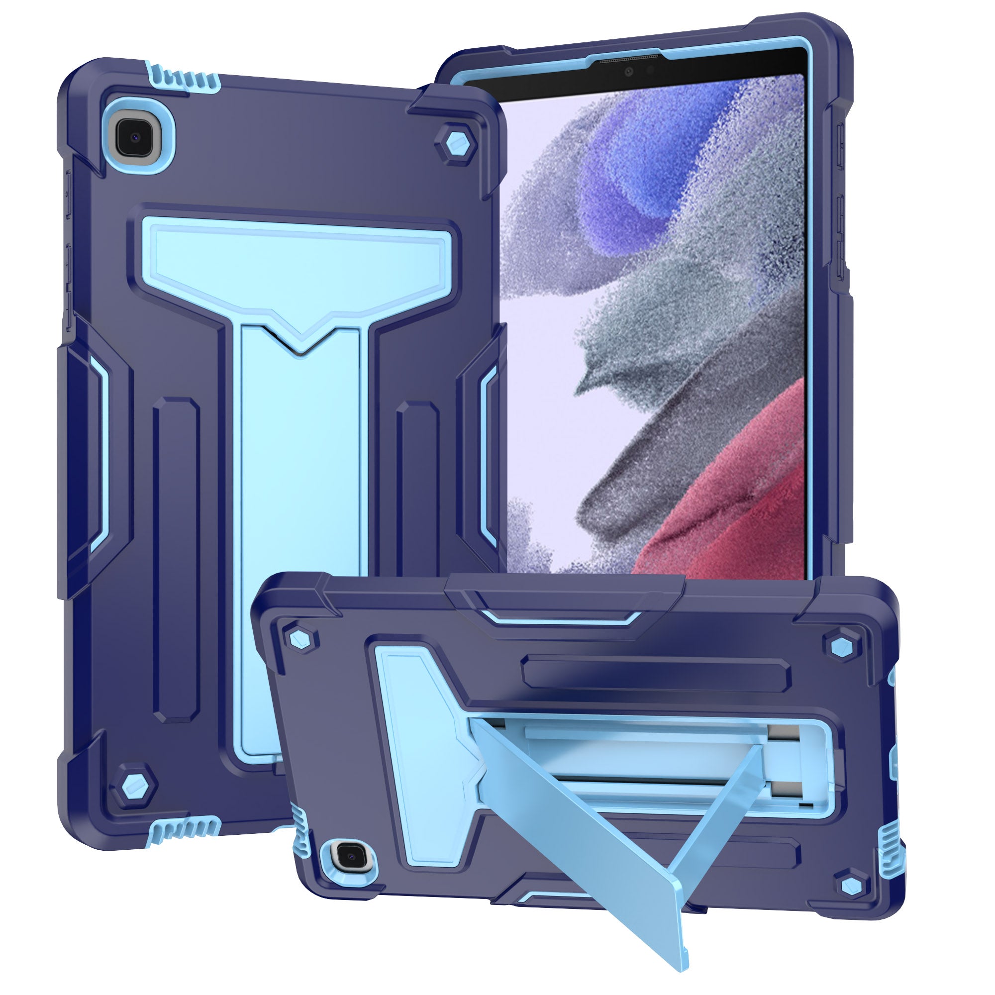 For Samsung A9 Plus 11 inch Tablet Vertical 3in1 Tough Hybrid Kickstand - NavyBlue/Blue