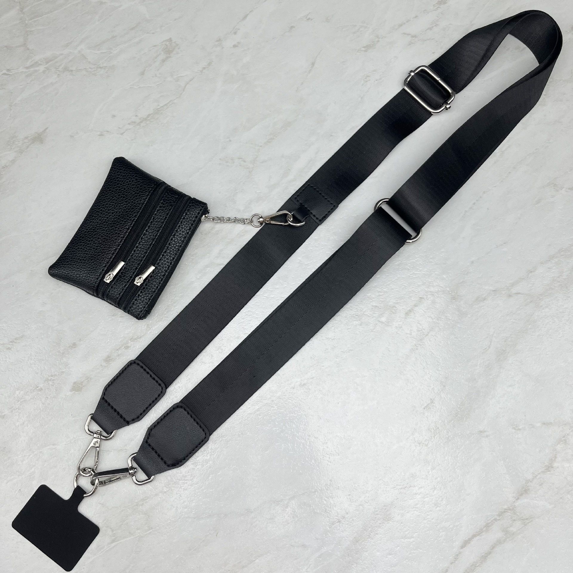 Black Universal Lanyard with Attached Wallet