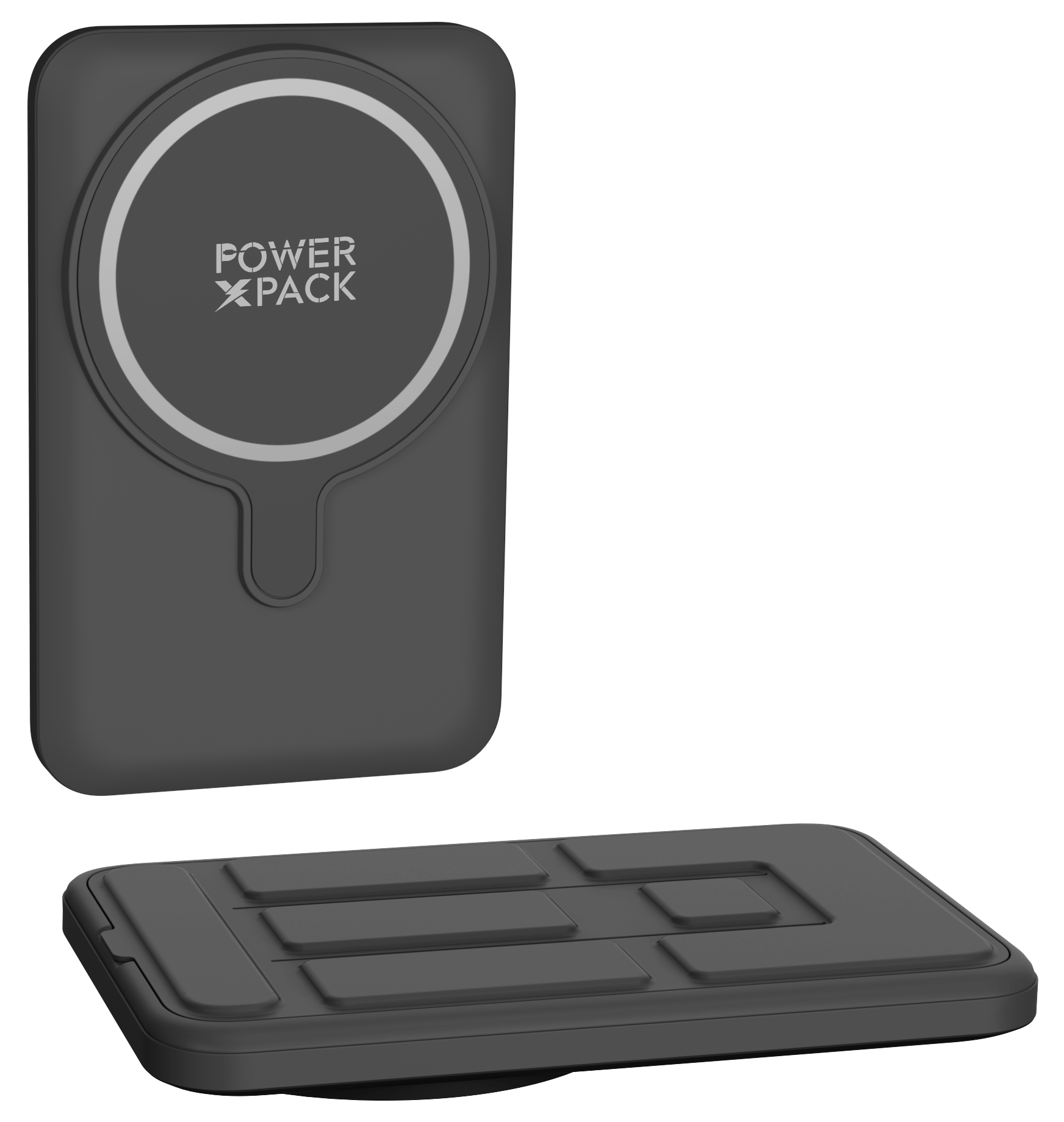 POWER X PACK Magnetic Wireless 5.000mAh Black Power Bank with Kickstand