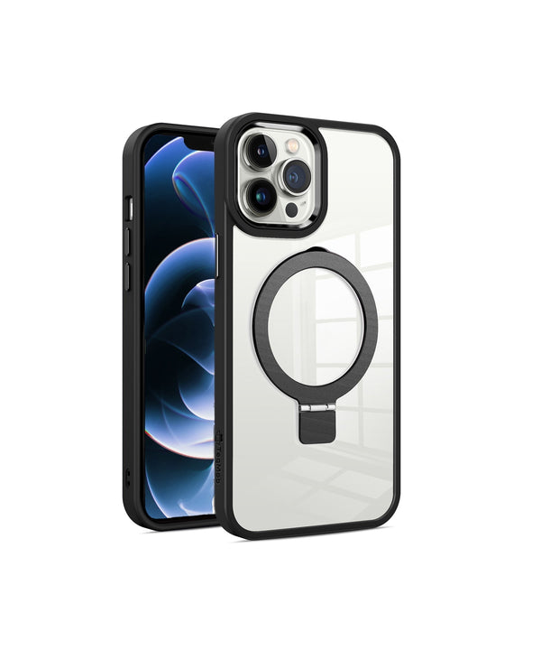 Black Frame Kickstand Clear Case with Magnetic Compatibility for iPhone 11