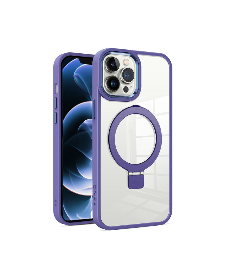 Clear Purple Frame Kickstand with Magnetic Compatibility for iPhone 15 Plus 6.7 / 14 Plus 6.7