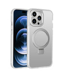 White Frosted Frame Kickstand with Magnetic Compatibility for iPhone 15 Plus 6.7 / 14 Plus 6.7