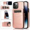 Rose Gold Back Wallet with Stand Case for iPhone 15 Pro Max