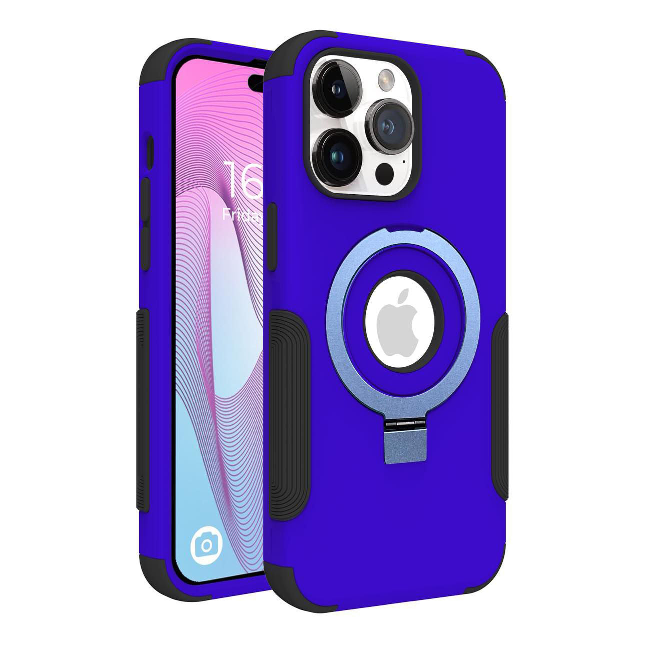 Blue Roughed Case with Kickstand and Magnetic Compatibility for iPhone 15 Pro Max