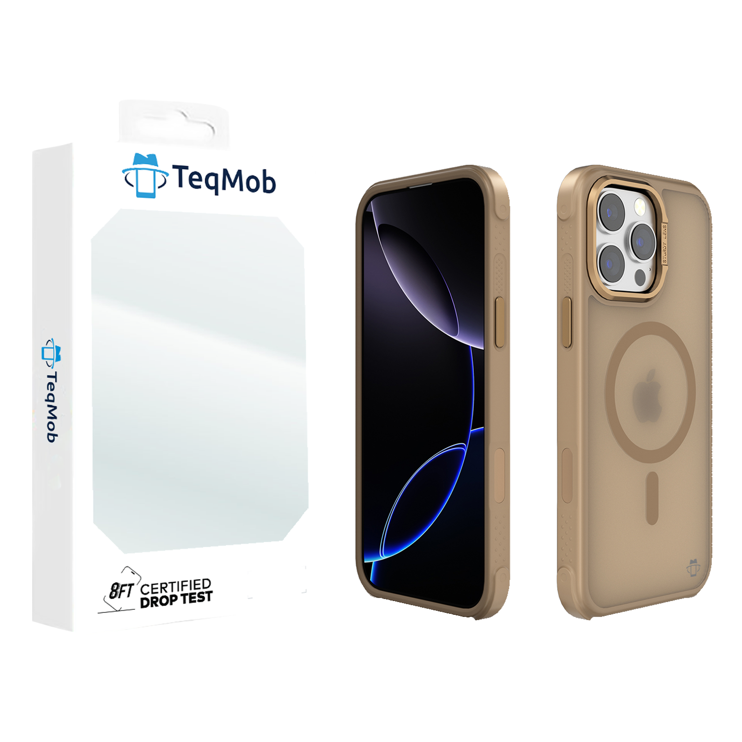 Beige Smoked Bumper with Magnetic Compatibility for iPhone 16 Pro Max with package