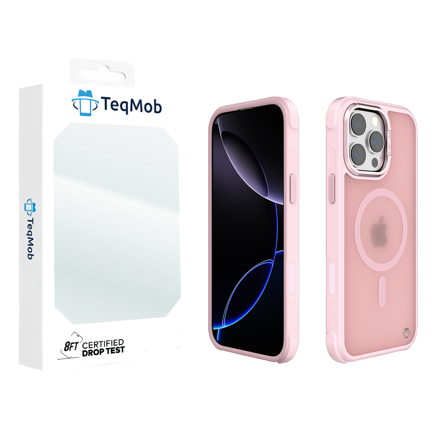 Pink Smoked Bumper with Magnetic Compatibility for iPhone 16 Pro Max with package
