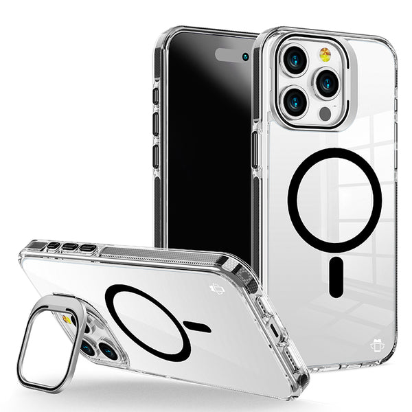 Black Camera Kickstand Case with Magnetic Compatibility for iPhone 15 6.1