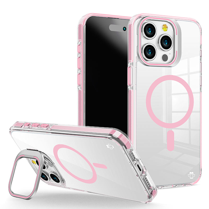 Pink Camera Kickstand Case with Magnetic Compatibility for iPhone 13 Pro Max