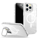 White Camera Kickstand Case with Magnetic Compatibility for iPhone 16 6.1