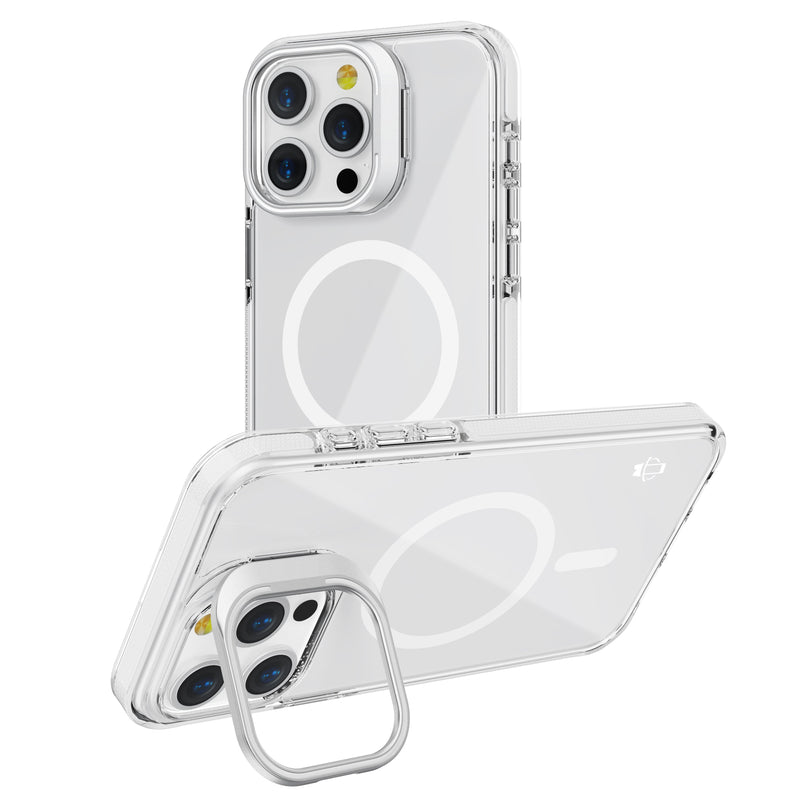 White Camera Kickstand Magnetic Case for iPhone 16 6.1