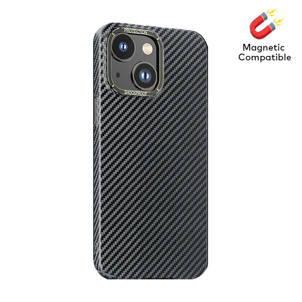 Black Magnetic Carbon Fiber Case for iPhone 15 6.1