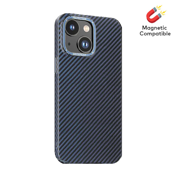 Blue Magnetic Carbon Fiber Case for iPhone 15 Pro