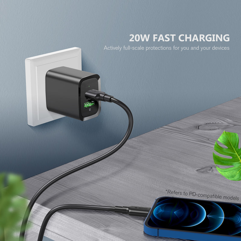 20W PD+QC FAST WALL CHARGER Black