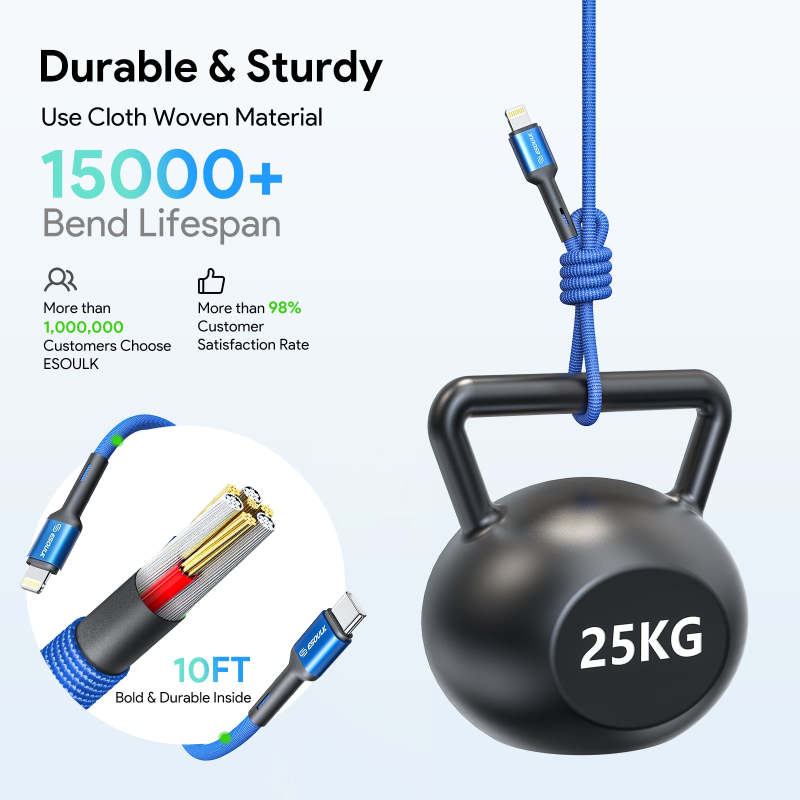 BLUE 10FT FAST CHARGING CABLE C TO 8PIN