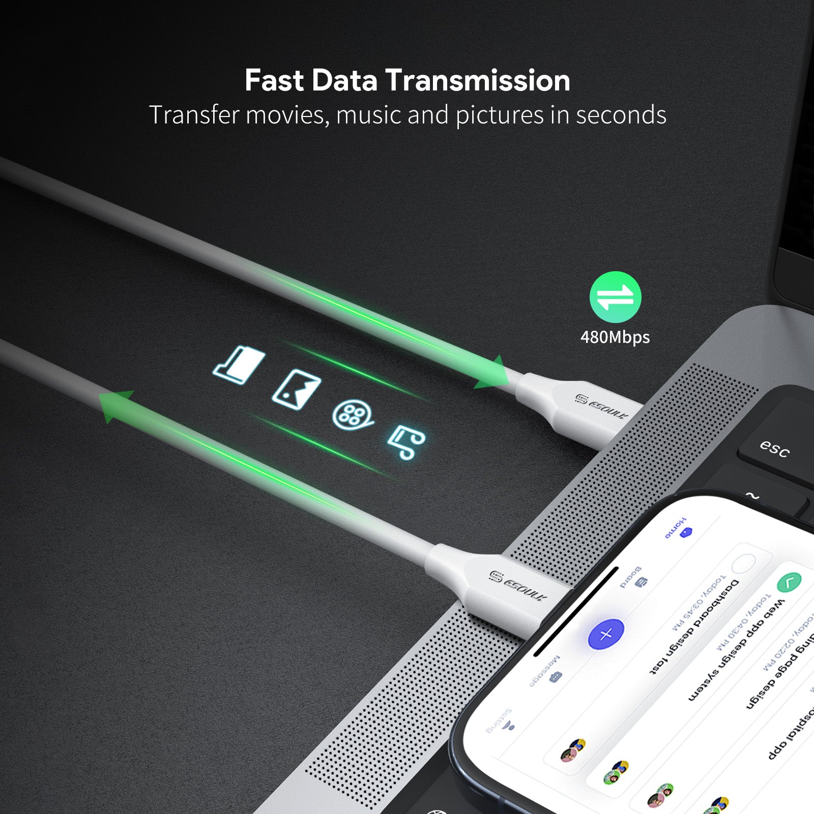 5Ft 60W USB-C Fast Charging Cable
