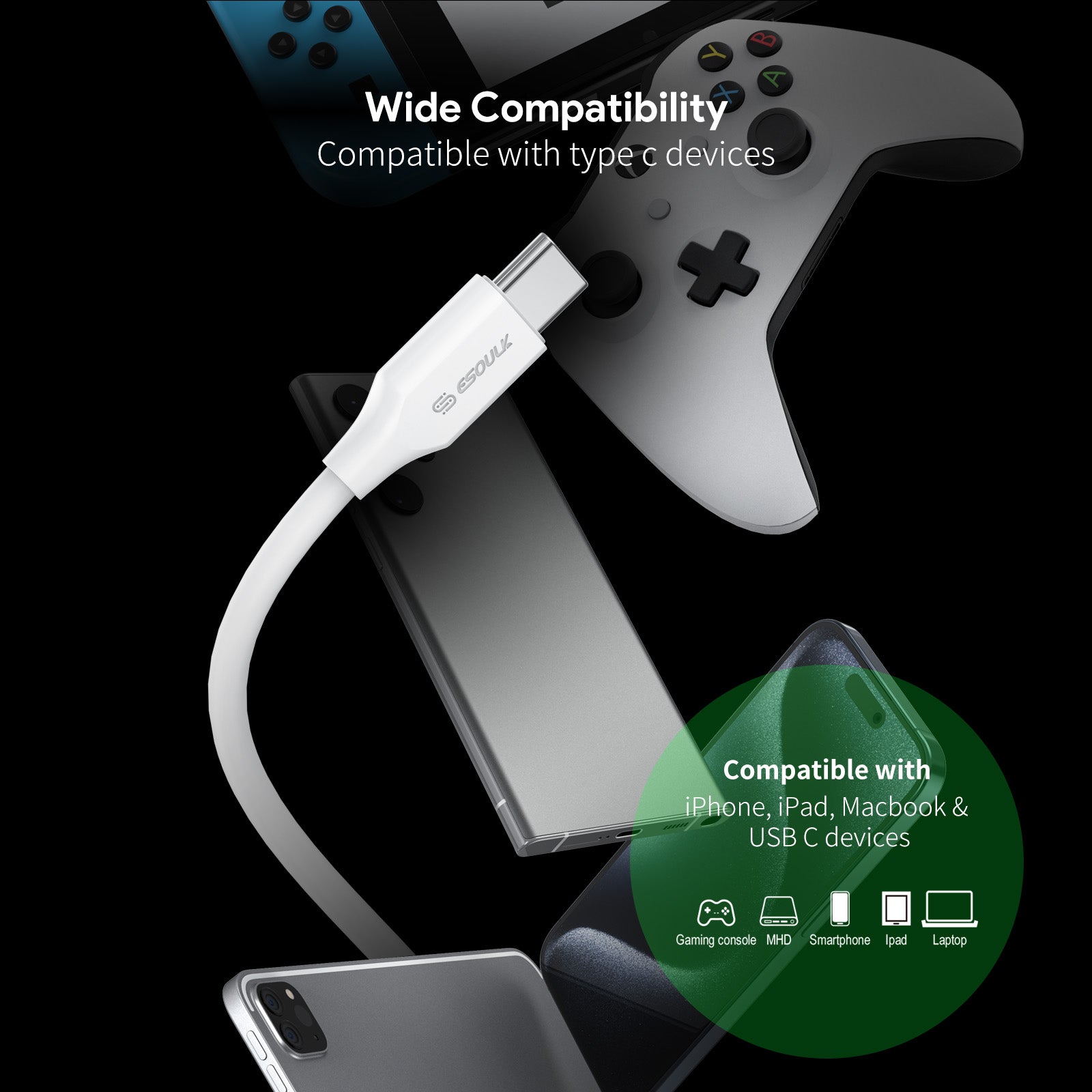 5Ft 60W USB-C Fast Charging Cable