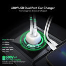 60W PD DUAL USB-C CAR Charging Plug