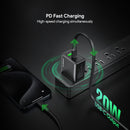 20W PD&QC WALL CHARGER - SET OF 12 PCS BLACK