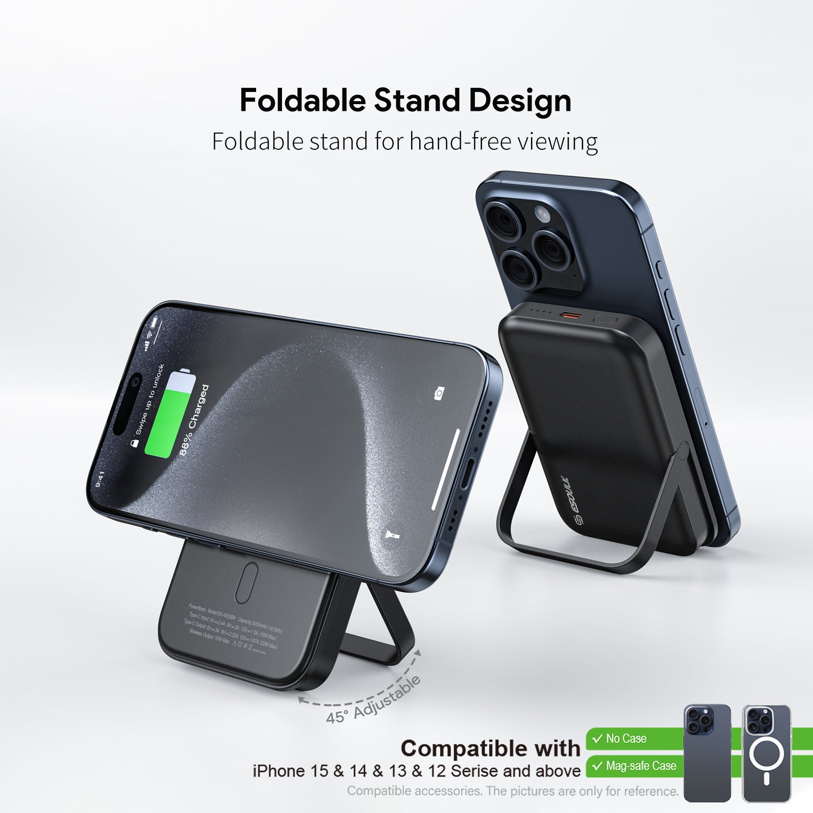5000mAh Magnetic 15W Wireless Charge Power Bank