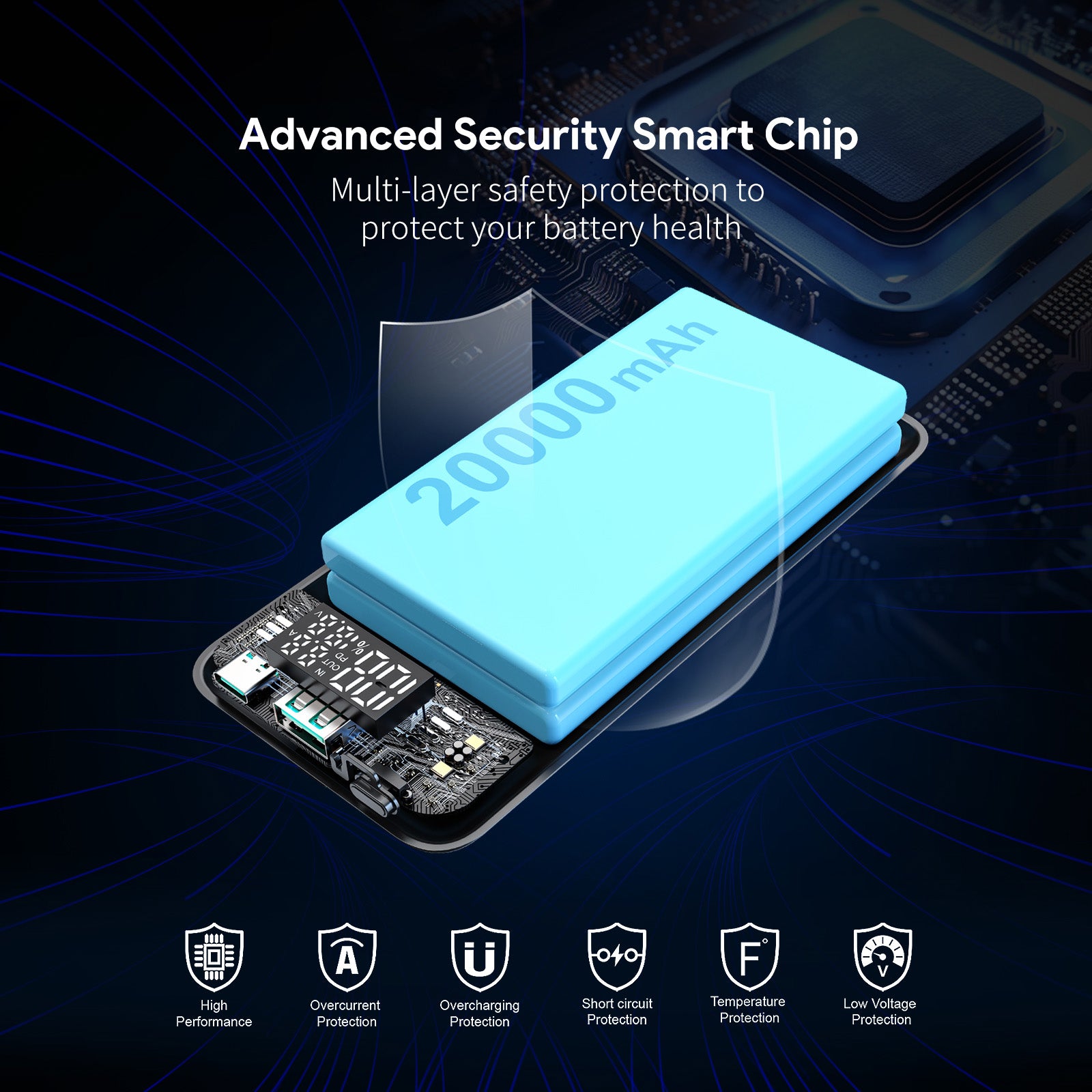 20000mAh PD 45W Built-in USB-C Cable Power Bank