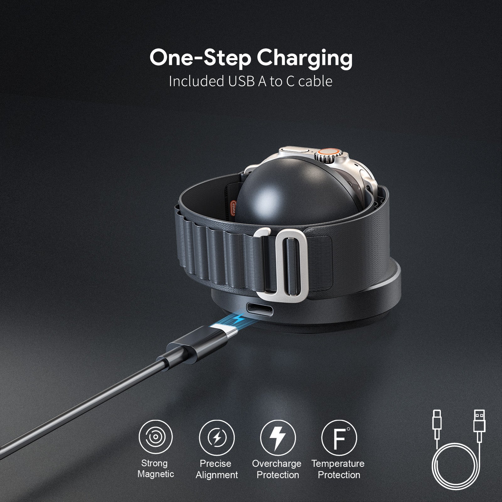 Smart Watch Magnetic Wireless Charging Stand - BLACK