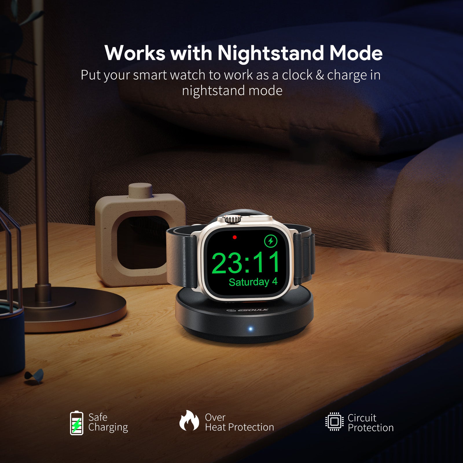 Smart Watch Magnetic Wireless Charging Stand - BLACK