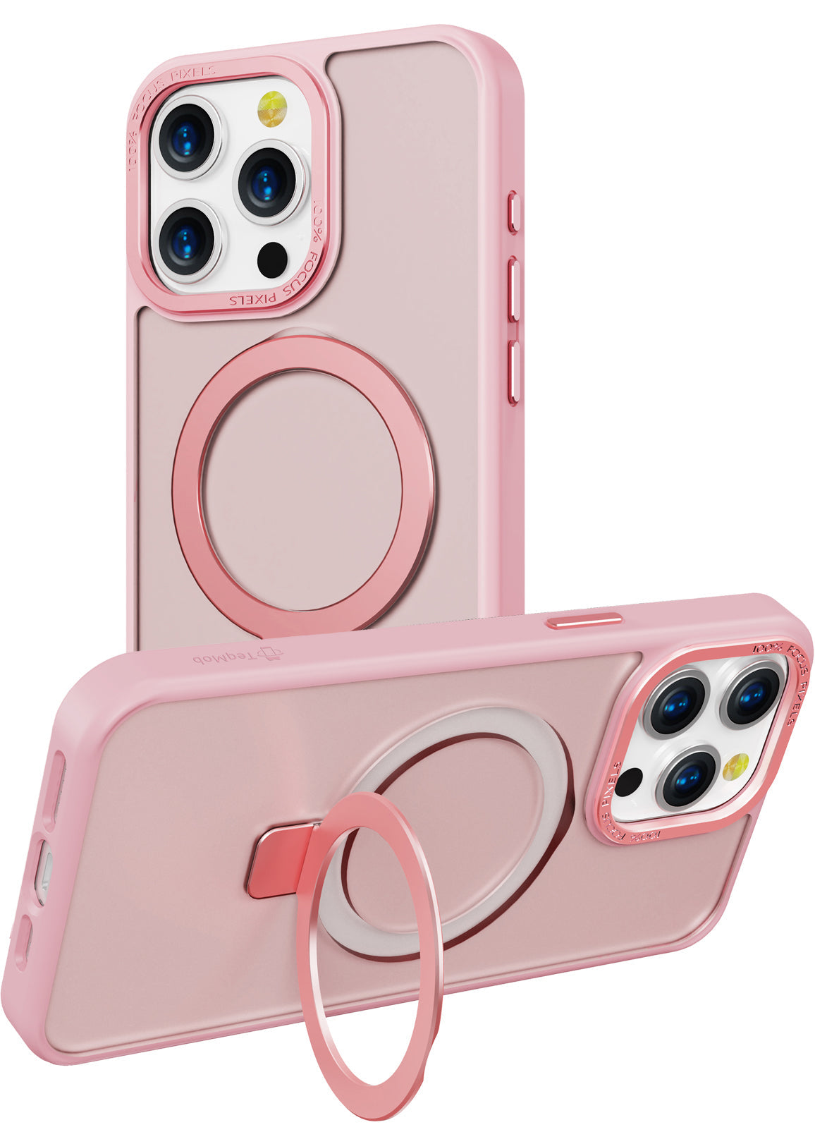 Pink Frosted Kickstand with Magnetic Compatibility in Package for iPhone 16 Pro