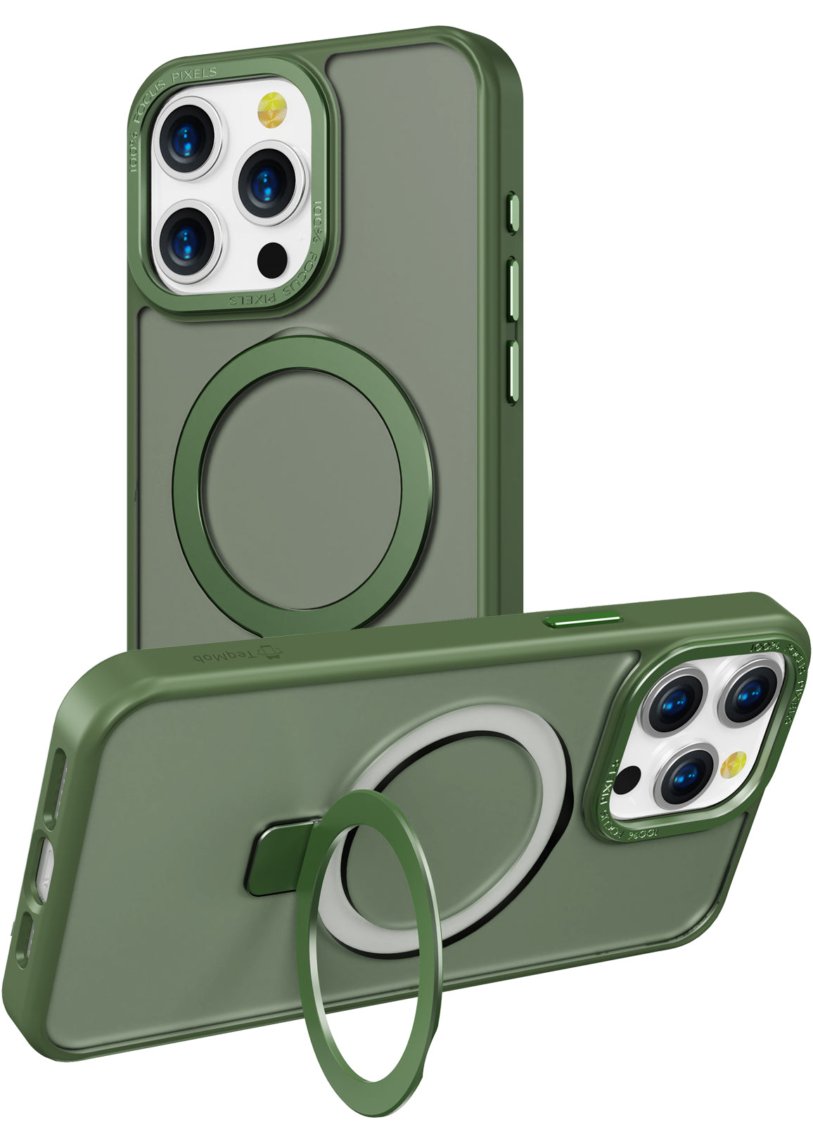 Green Frosted Kickstand with Magnetic Compatibility in Package for iPhone 16 Pro