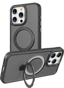 Black Smoked Frame Kickstand with Magnetic Compatibility for iPhone 15 6.1 / 14 6.1 with package