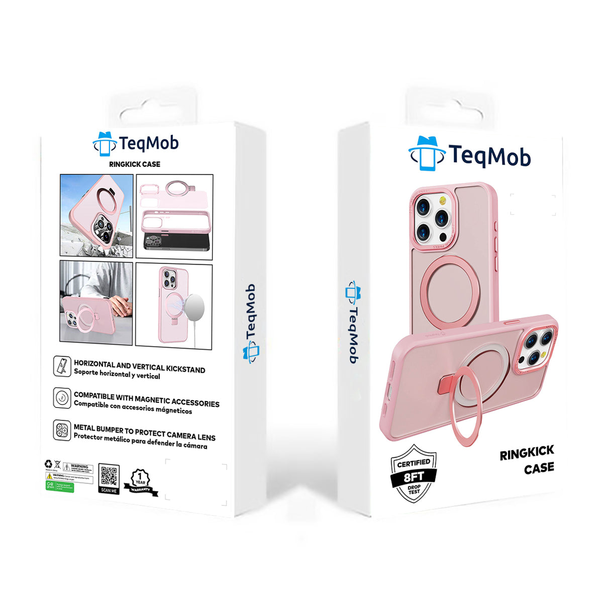 Pink Frosted Kickstand with Magnetic Compatibility for iPhone 14 Pro with package