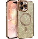 Gold Glitter Soft TPU Case with Magnetic Compatibility for iPhone 16 Plus