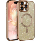 Gold Glitter Soft TPU Case with Magnetic Compatibility for iPhone 13 Pro