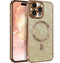 Gold Glitter Soft TPU Case with Magnetic Compatibility for iPhone 15 Pro