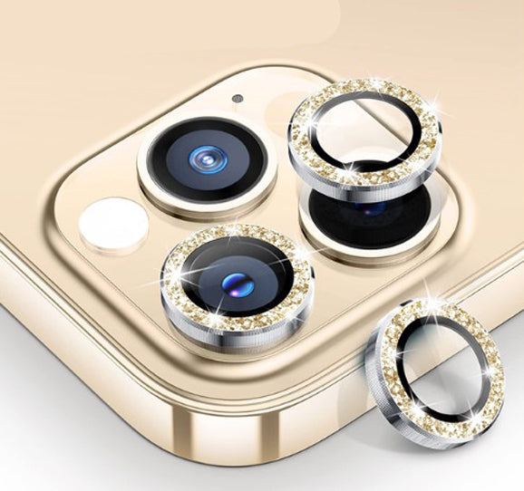 Gold Glitter Camera Protector for iPhone 15 Pro
