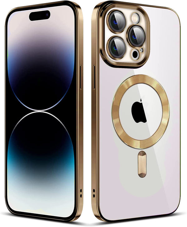 Gold Soft TPU Case with Magnetic Compatibility for iPhone 15 Pro