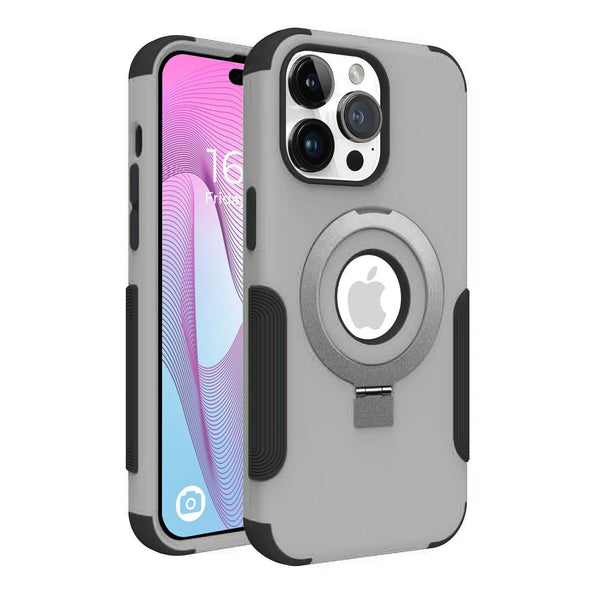 Titanium Roughed Case with Kickstand and Magnetic Compatibility for iPhone 15 Pro Max