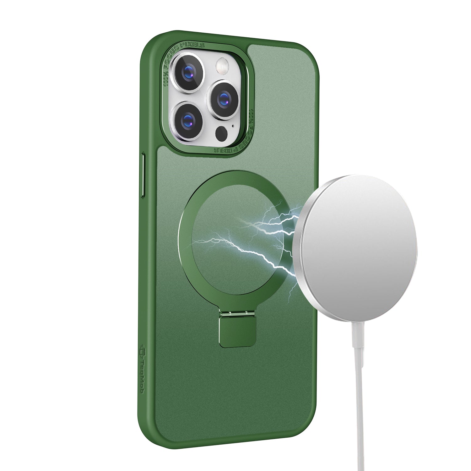 Green Frosted Kickstand with Magnetic Compatibility for iPhone 14 Pro Max
