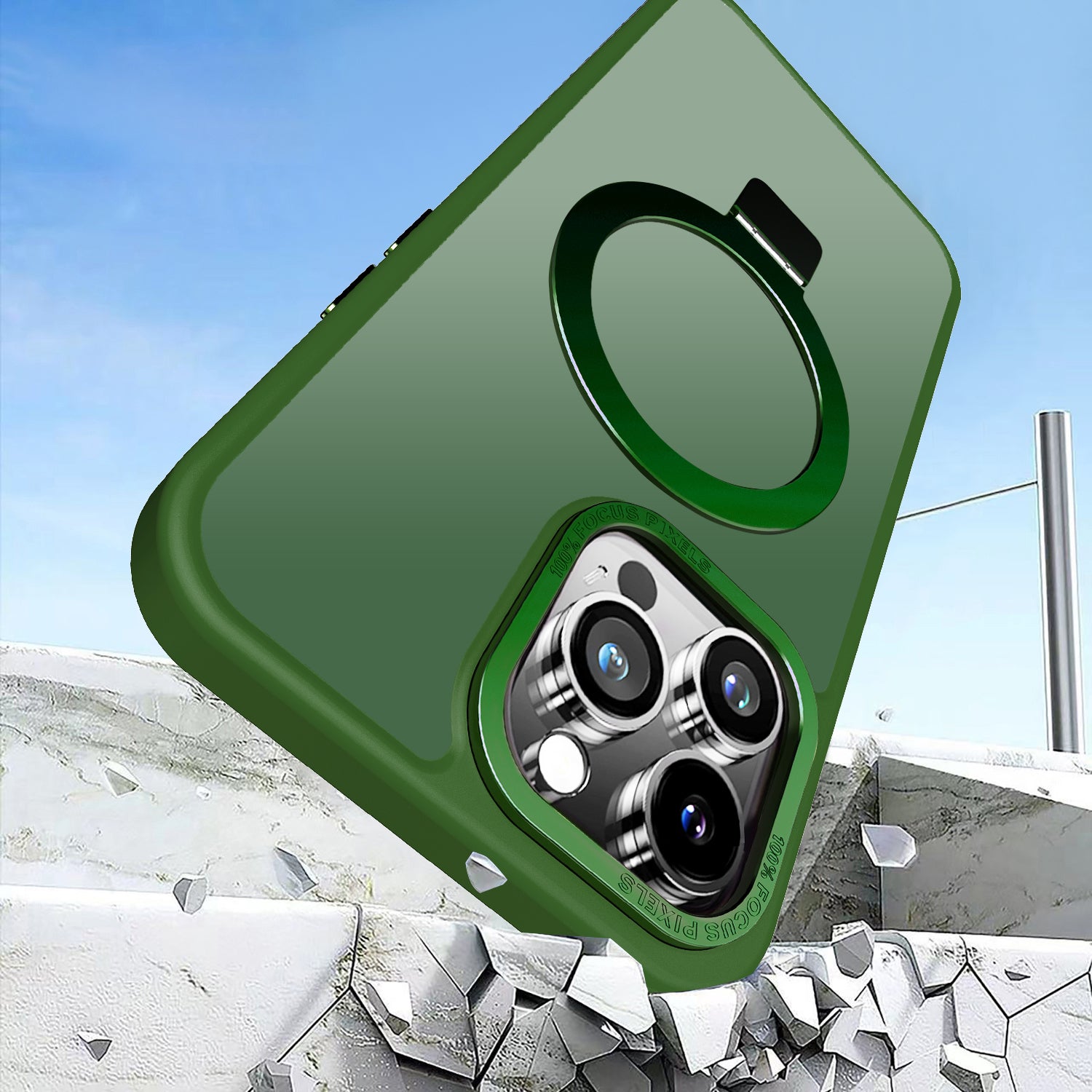 Green Frosted Kickstand with Magnetic Compatibility for iPhone 14 Pro Max